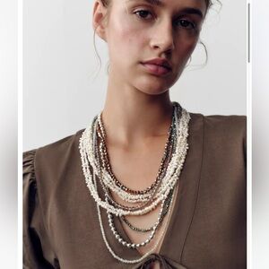 Zara NWT 2 pack beaded pearl necklaces 4548/223
